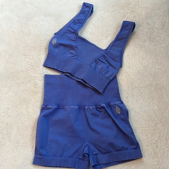 Free People Pants - 🌺free people Good karma cross back bra and running short set